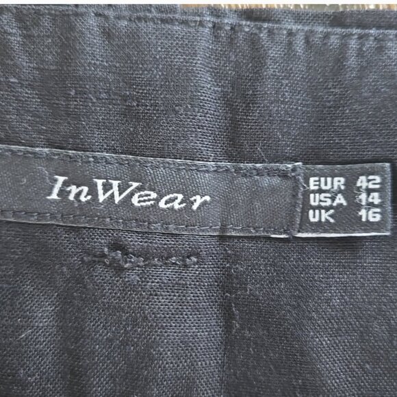 InWear linen blend floral embroidered black knee length skirt size 14 - Picture 6 of 9